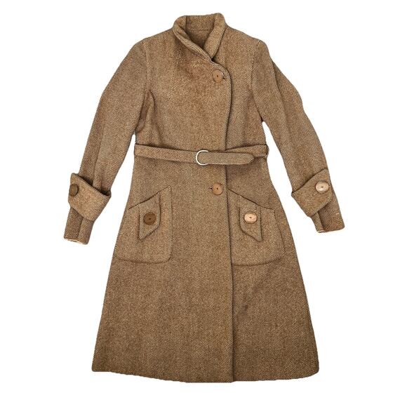 Vintage Wool Tweed Belted Brown Coat Chippewa Woolen Mills Women’s Size Medium - Picture 1 of 8
